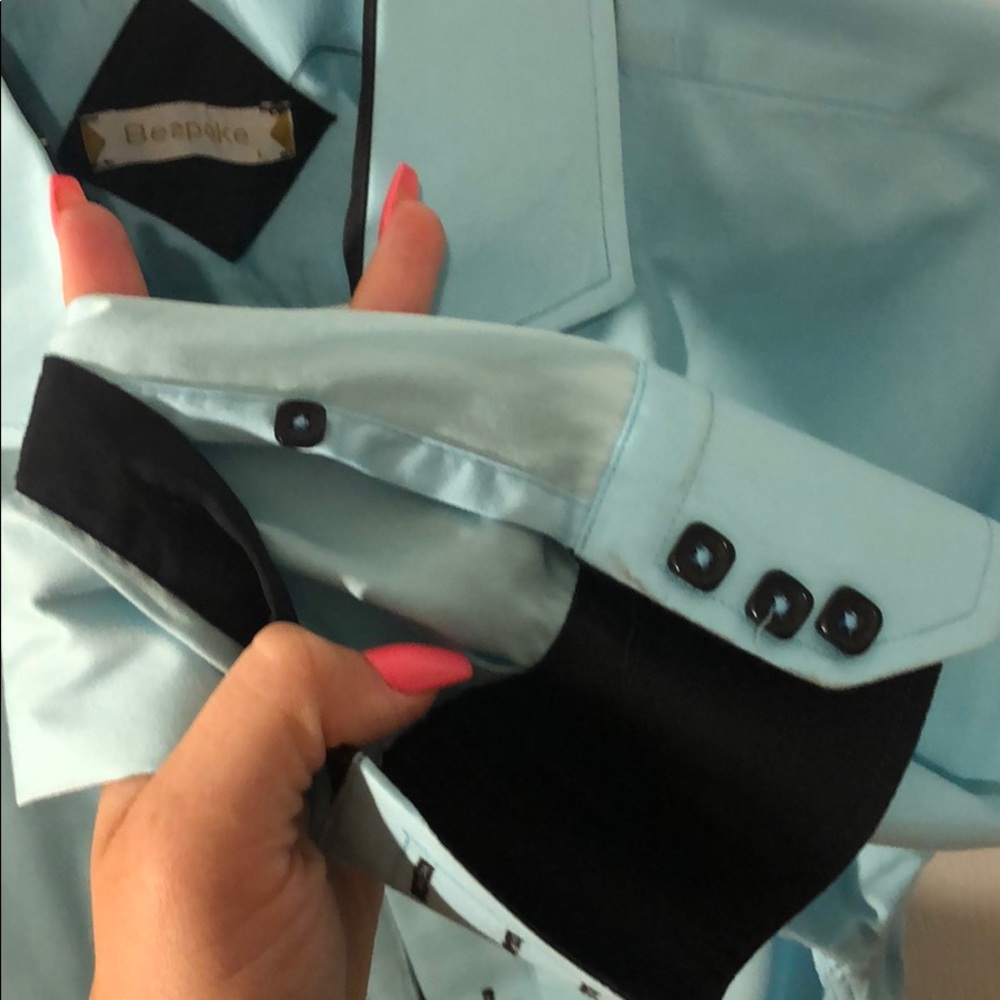 Bespoke Baby Blue and Navy Blue Shirt - Picture 3 of 5